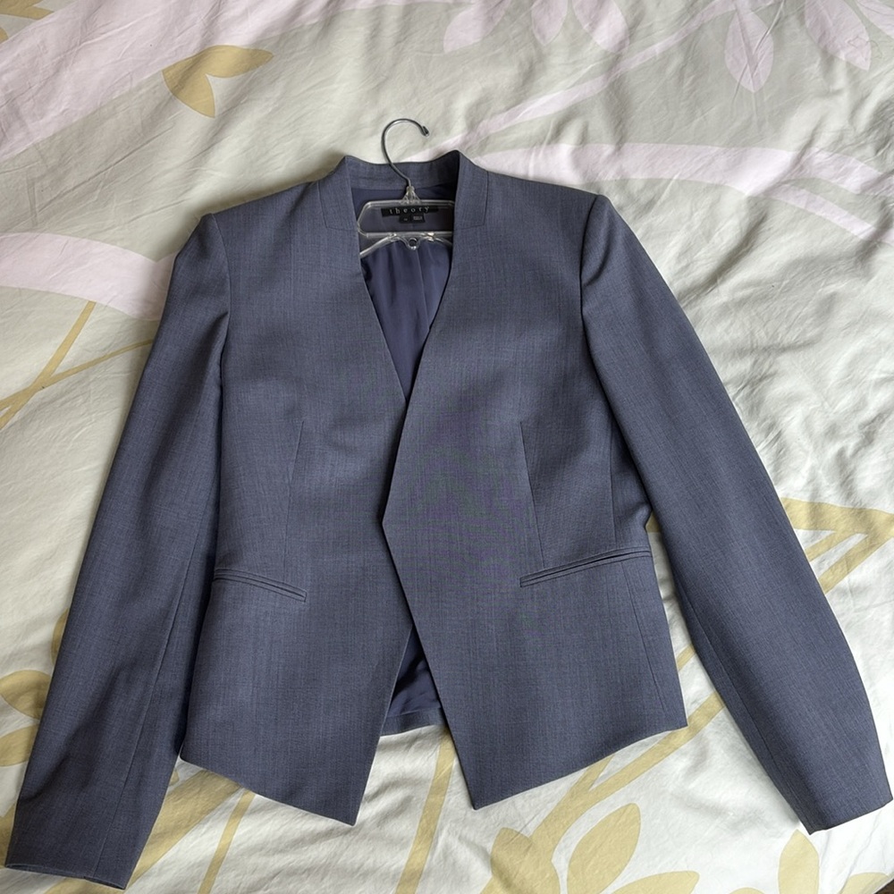 Theory steel blue/grey blazer women's size 10
